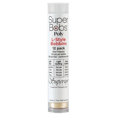 Super Bobs Polyester Prewound Bobbins L-Style 12-Pack - Cream