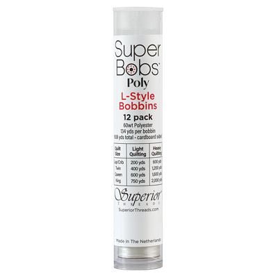 Super Bobs Polyester Prewound Bobbins L-Style 12-Pack - Silver - Choice Fabrics300-12-623