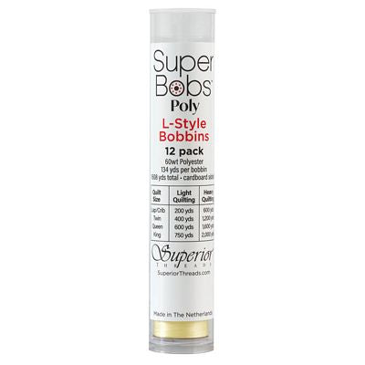 Super Bobs Polyester Prewound Bobbins L-Style 12-Pack - Light Yellow