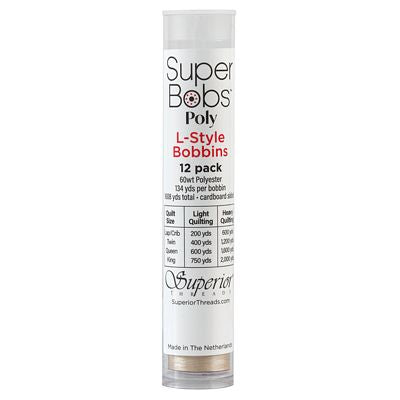 Super Bobs Polyester Prewound Bobbins L-Style 12-Pack - Statue