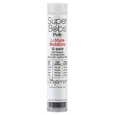 Super Bobs Polyester Prewound Bobbins L-Style 12-Pack - Monochrome - Choice Fabrics300-12-MONO