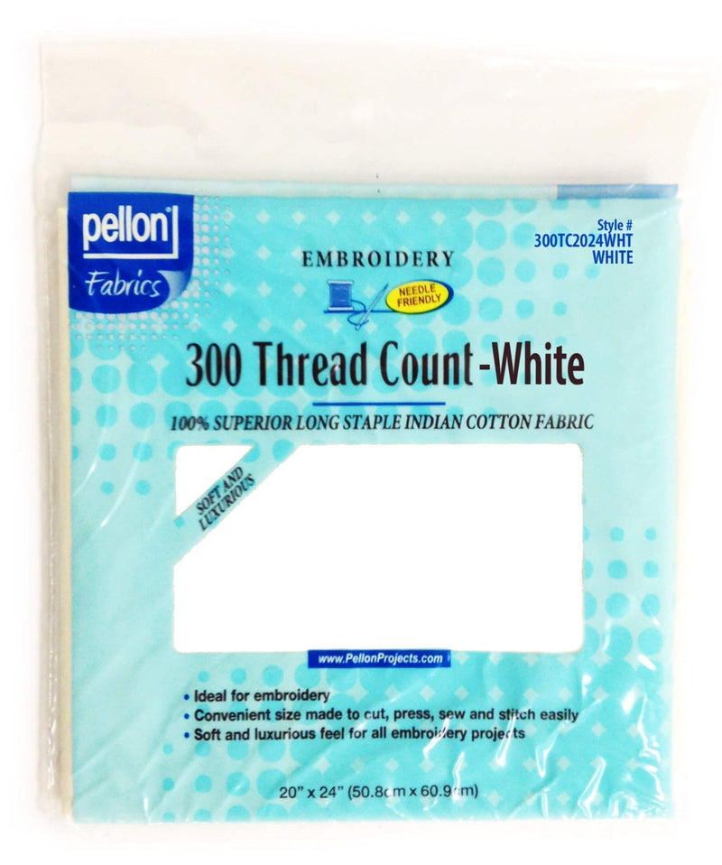 Pellon® 300TC Long Staple Cotton Embroidery Fabric – 20" x 24" Package – White - Choice FabricsDS300TC2024WHTPKG