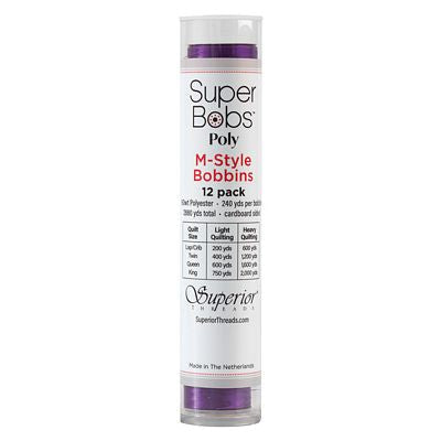 Super Bobs Polyester Prewound Bobbins M-Style 12-Pack - Dark Purple