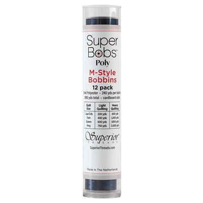 Super Bobs Polyester Prewound Bobbins M-Style 12-Pack - Dark Blue