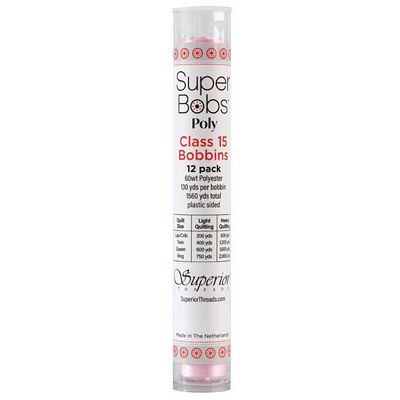 Super Bobs Polyester Prewound Bobbins M-Style 12-Pack - Baby Pink