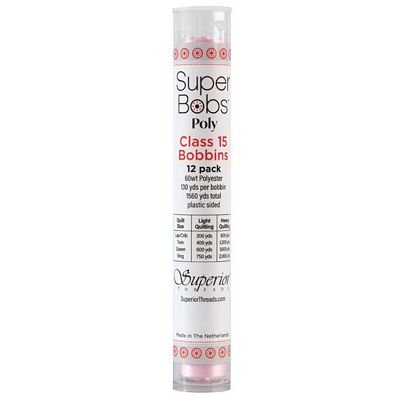 Super Bobs Polyester Prewound Bobbins M-Style 12-Pack - Baby Pink - Choice Fabrics301-12-628