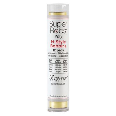 Super Bobs Polyester Prewound Bobbins M-Style 12-Pack - Light Yellow