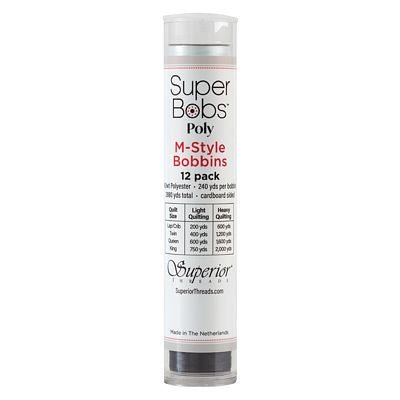 Super Bobs Polyester Prewound Bobbins M-Style 12-Pack - Monochrome - Choice Fabrics301-12-MONO