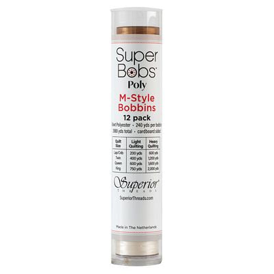 Super Bobs Polyester Prewound Bobbins M-Style 12-Pack - Neutral