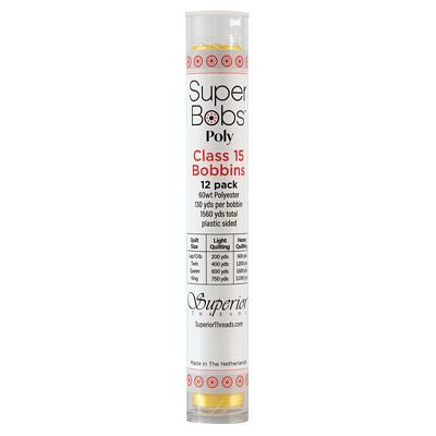 Super Bobs Polyester Prewound Bobbins A-Style 12-Pack - Yellow