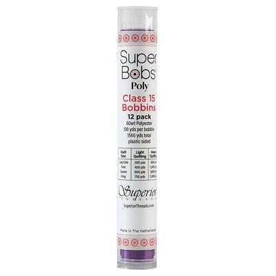Super Bobs Polyester Prewound Bobbins A-Style 12-Pack - Dark Purple - Choice Fabrics302-12-606