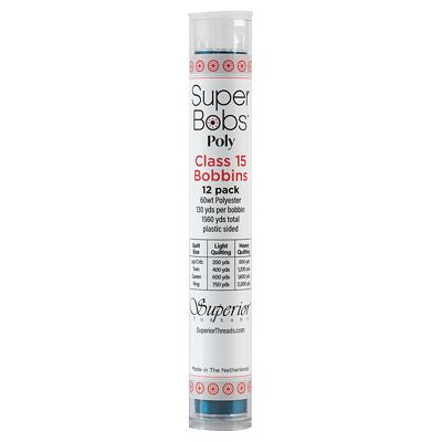Super Bobs Polyester Prewound Bobbins A-Style 12-Pack - Turquoise