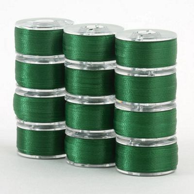 Super Bobs Polyester Prewound Bobbins A-Style 12-Pack - Green