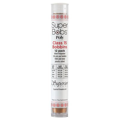 Super Bobs Polyester Prewound Bobbins A-Style 12-Pack - Medium Brown