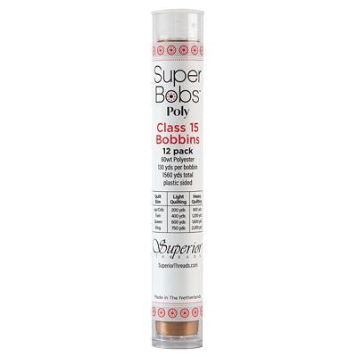 Super Bobs Polyester Prewound Bobbins A-Style 12-Pack - Medium Brown - Choice Fabrics302-12-618