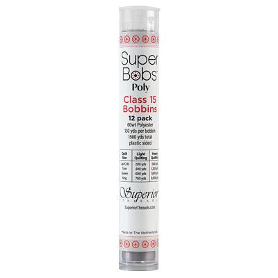 Super Bobs Polyester Prewound Bobbins A-Style 12-Pack - Gray