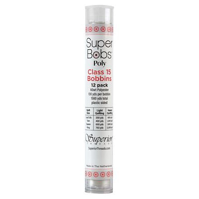 Super Bobs Polyester Prewound Bobbins A-Style 12-Pack - Silver
