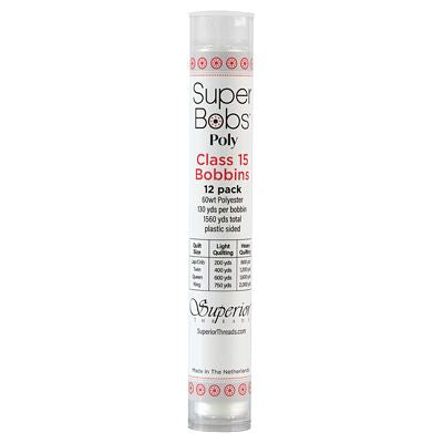 Super Bobs Polyester Prewound Bobbins A-Style 12-Pack - Natural White