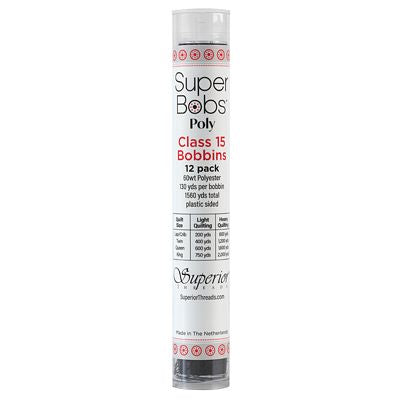 Super Bobs Polyester Prewound Bobbins A-Style 12-Pack - Black