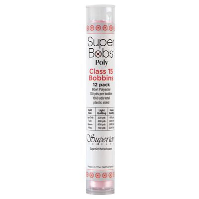 Super Bobs Polyester Prewound Bobbins A-Style 12-Pack - Baby Pink