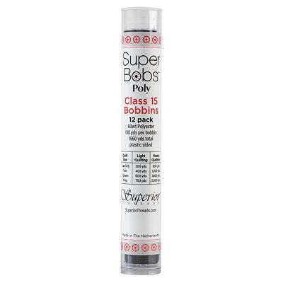 Super Bobs Polyester Prewound Bobbins A-Style 12-Pack - Dark Gray