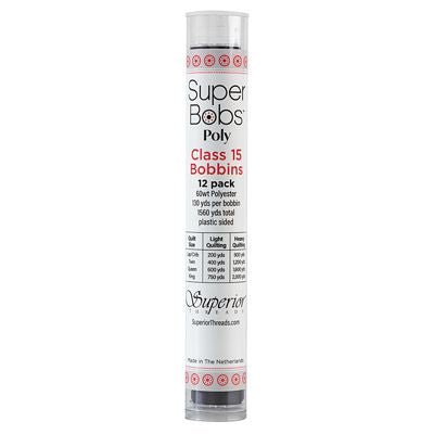Super Bobs Polyester Prewound Bobbins A-Style 12-Pack - Dark Gray - Choice Fabrics302-12-649