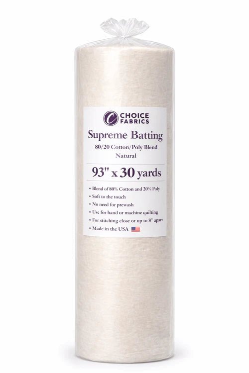 Supreme Batting - 80/20 Cotton/Poly Blend - 30 Yard Roll (93" x 30yds) - Choice FabricsBX-60365-008