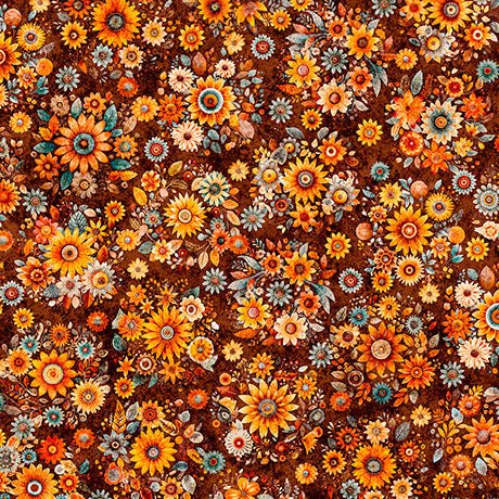Burnt Umber Fall Bouquets Harvest Hollow 44"/45" Cotton Fabric Per Yard - Choice Fabrics2600-31987-A