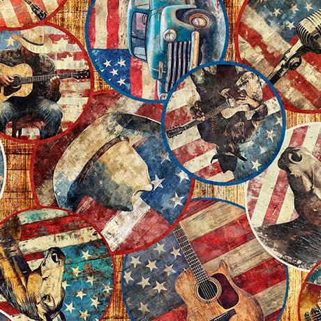 American Country Vignettes Rust 44"/45" Cotton Fabric Per Yard - Choice Fabrics2600-31992-T-15O