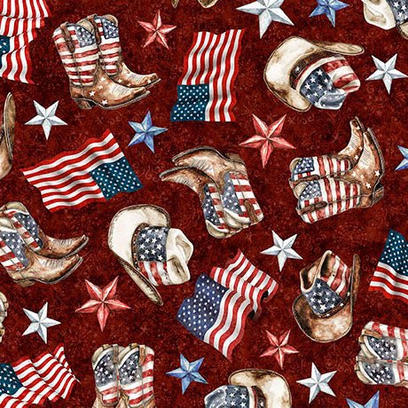 American Country American Cowboy Brick 44"/45" Cotton Fabric Per Yard - Choice Fabrics2600-31994-M-15O