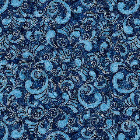 American Country Scrolls Blue 44"/45" Cotton Fabric Per Yard - Choice Fabrics2600-31996-B-15O
