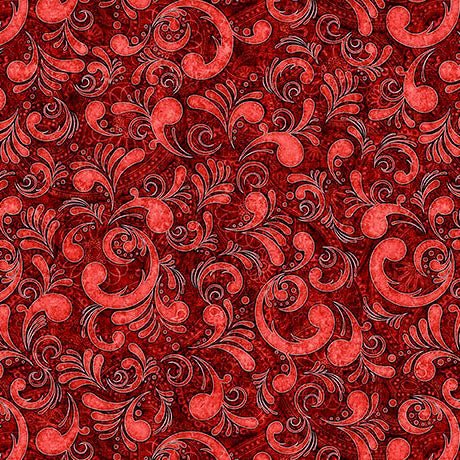 American Country Scrolls Red 44"/45" Cotton Fabric Per Yard - Choice Fabrics2600-31996-R-15O