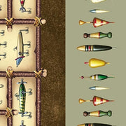 The Lure Of Fishing Fishing Border Stripe Sage Brown 44"/45" Cotton Fabric Per Yard - Choice Fabrics2600-32123-HA-15O