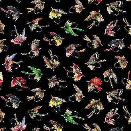 The Lure Of Fishing Fishing Lures Black 44"/45" Cotton Fabric Per Yard - Choice Fabrics2600-32127-J-15O