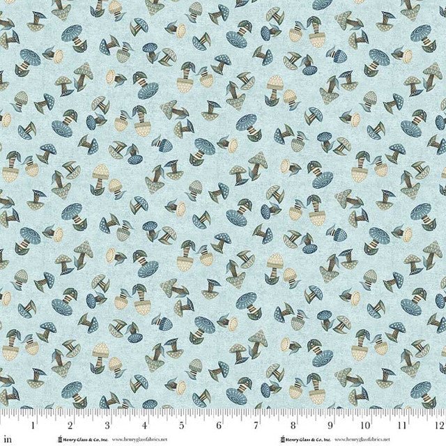 Pale Blue Mushrooms Cotton 44"/45" Fabric Per Yard - Choice FabricsQ-3552-17