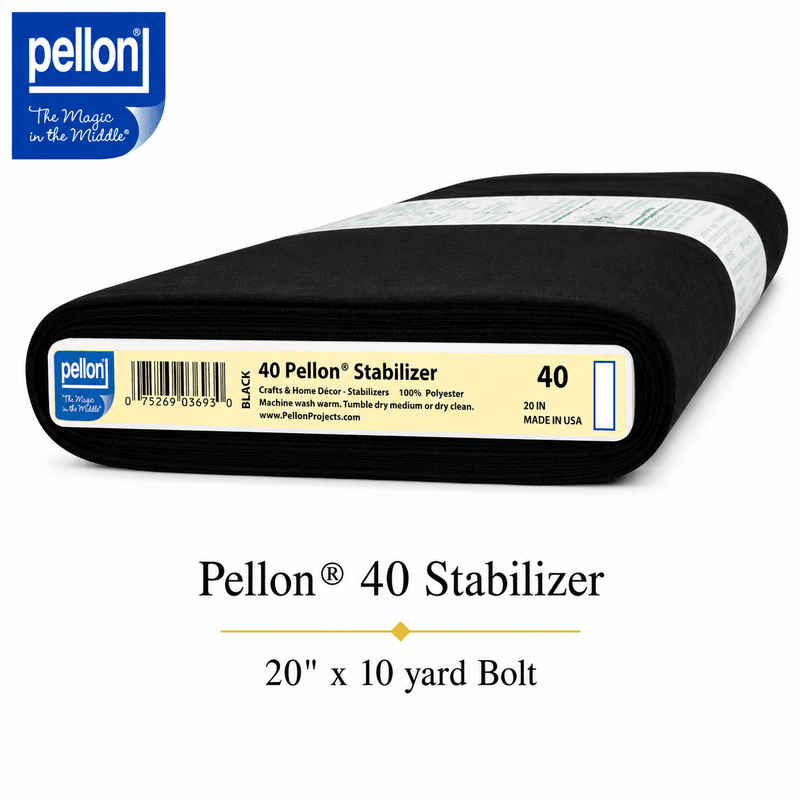 Pellon® 40 Sew-In Midweight Stabilizer 20" x 10 yard Bolt (Black) - Choice FabricsDS40BLK-B10