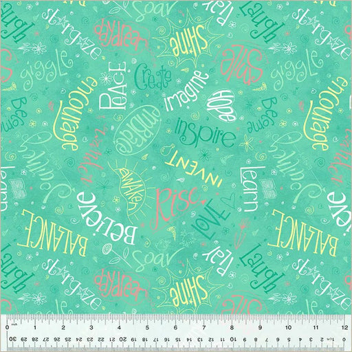 Green Turquoise Noteworthy Aspirations 44"/45 Fabric Per Yard - Choice Fabrics53856-4