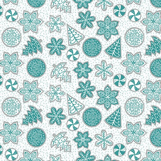Nordic Cabin - Cookies - Teal Metallic (3 - Yard Pack) - Choice Fabrics4589P-80