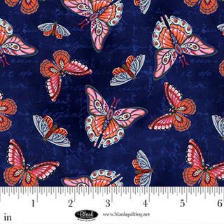 Cameo Appearance Butterflies Navy Cotton 44"/45" Fabric Per Yard - Choice FabricsCAMEO-B-4649-77