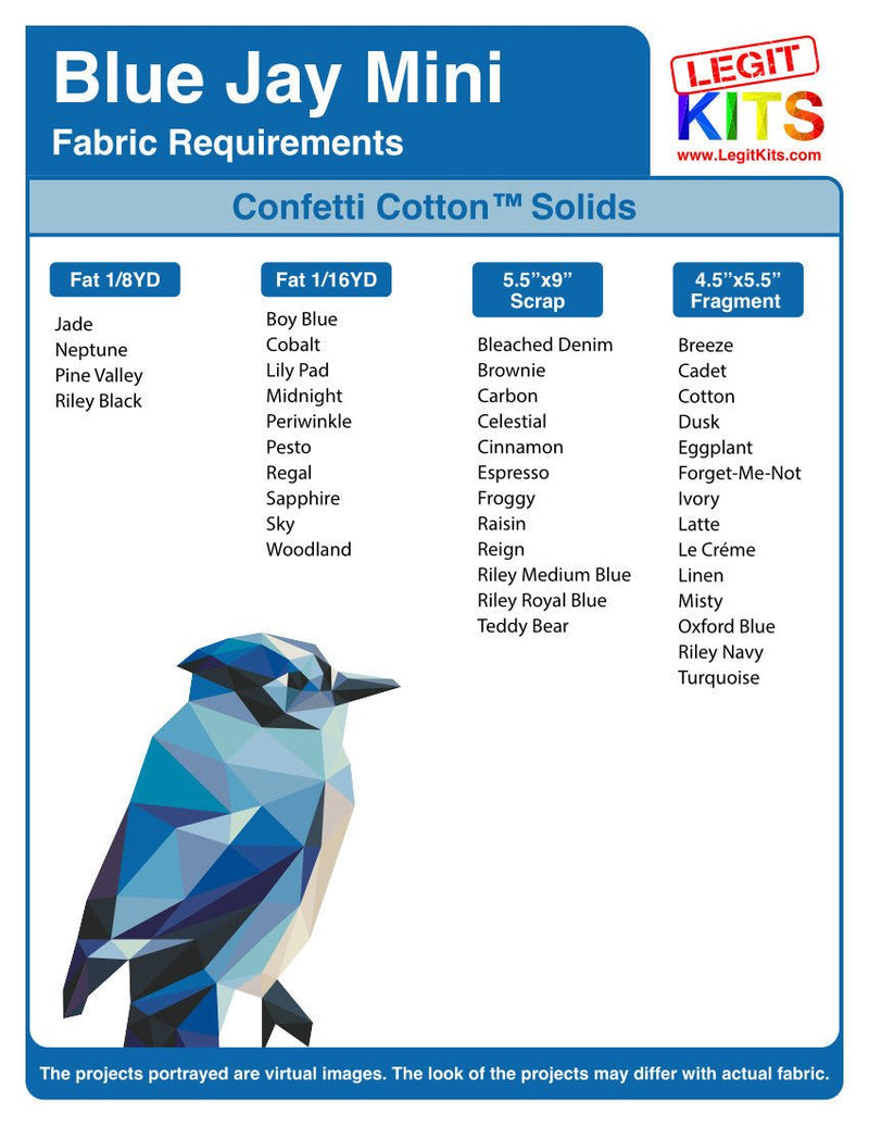 Blue Jay Mini Pattern (CONFETTI) - Choice FabricsPT063C