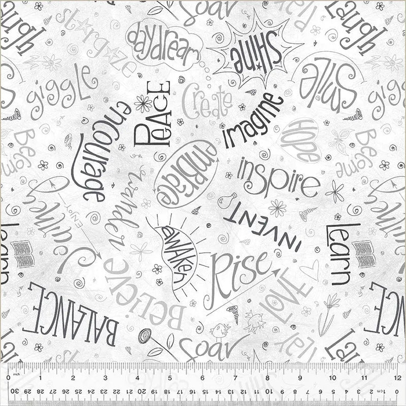 White Noteworthy Aspirations Wideback Cotton Fabric per yard - Choice Fabrics53858W-10DES