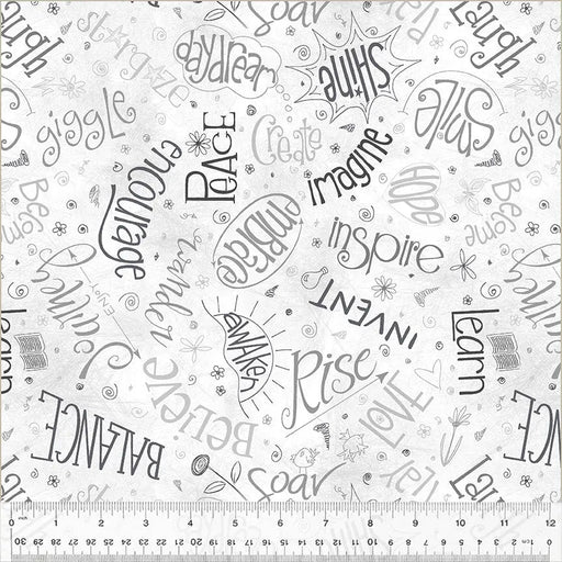 White Noteworthy Aspirations Wideback Cotton Fabric per yard - Choice Fabrics53858W-10DES