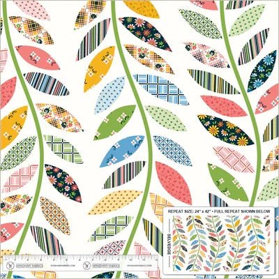 Made Easy Leafy Vine Cheater Ivory 44"/45" Fabric per Yard - Choice Fabrics54464D-1