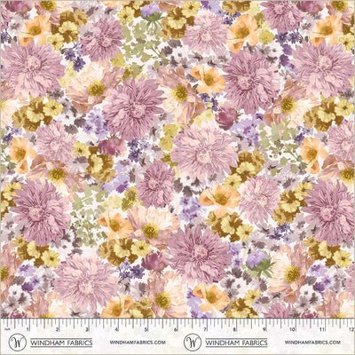 Aviva Bright Blossoms Lilac Cotton 44"/45" Fabric Per Yard - Choice Fabrics55102-4