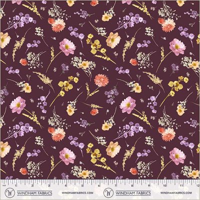 Aviva Floral Charm Aubergine Cotton 44"/45" Fabric Per Yard - Choice Fabrics55103-7