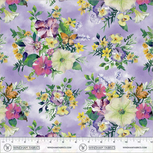 Violeta Pansy Bouquets Periwinkle 44"/45" Cotton Fabric Per Yard - Choice Fabrics55331-1