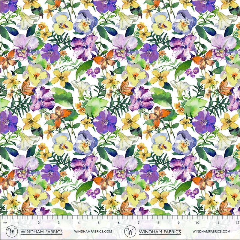 Violeta Garden Blooms White 44"/45" Cotton Fabric Per Yard - Choice Fabrics55332-3