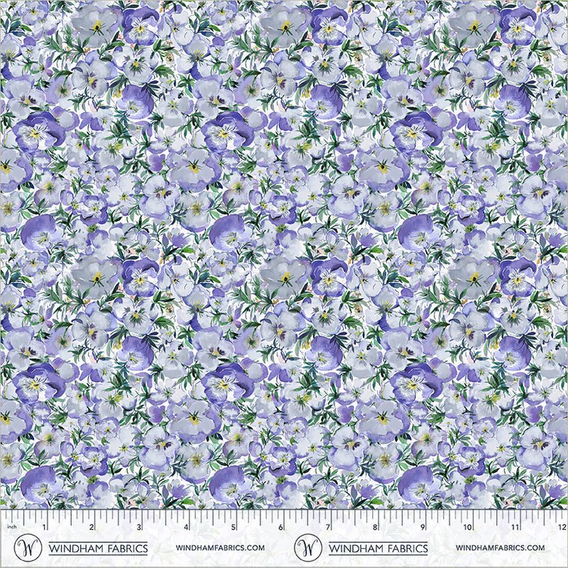 Violeta Perfect Pansies Periwinkle 44"/45" Cotton Fabric Per Yard - Choice Fabrics55334-1
