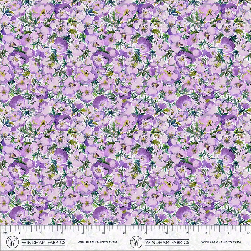 Violeta Perfect Pansies Lilac 44"/45" Cotton Fabric Per Yard - Choice Fabrics55334-8