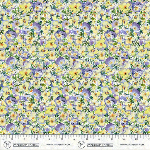 Violeta Perfect Pansies Yellow 44"/45" Cotton Fabric Per Yard - Choice Fabrics55334-9